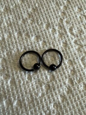 Black Circular CBR Hoop Earrings - Pair